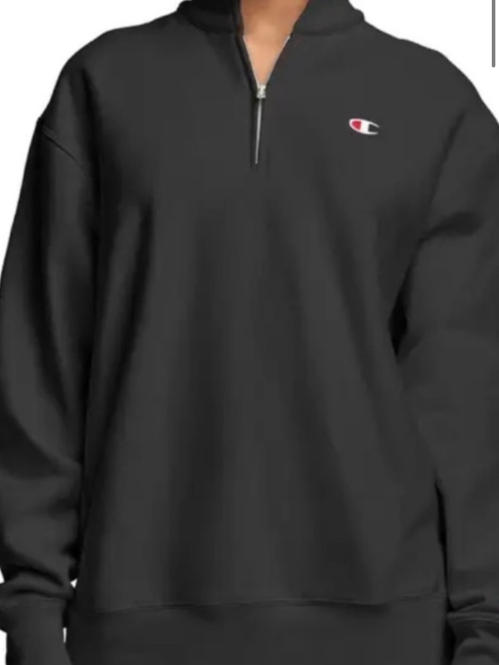 Champion Black Quarter-Zip Pullover Reverse Weave Sweatshirt